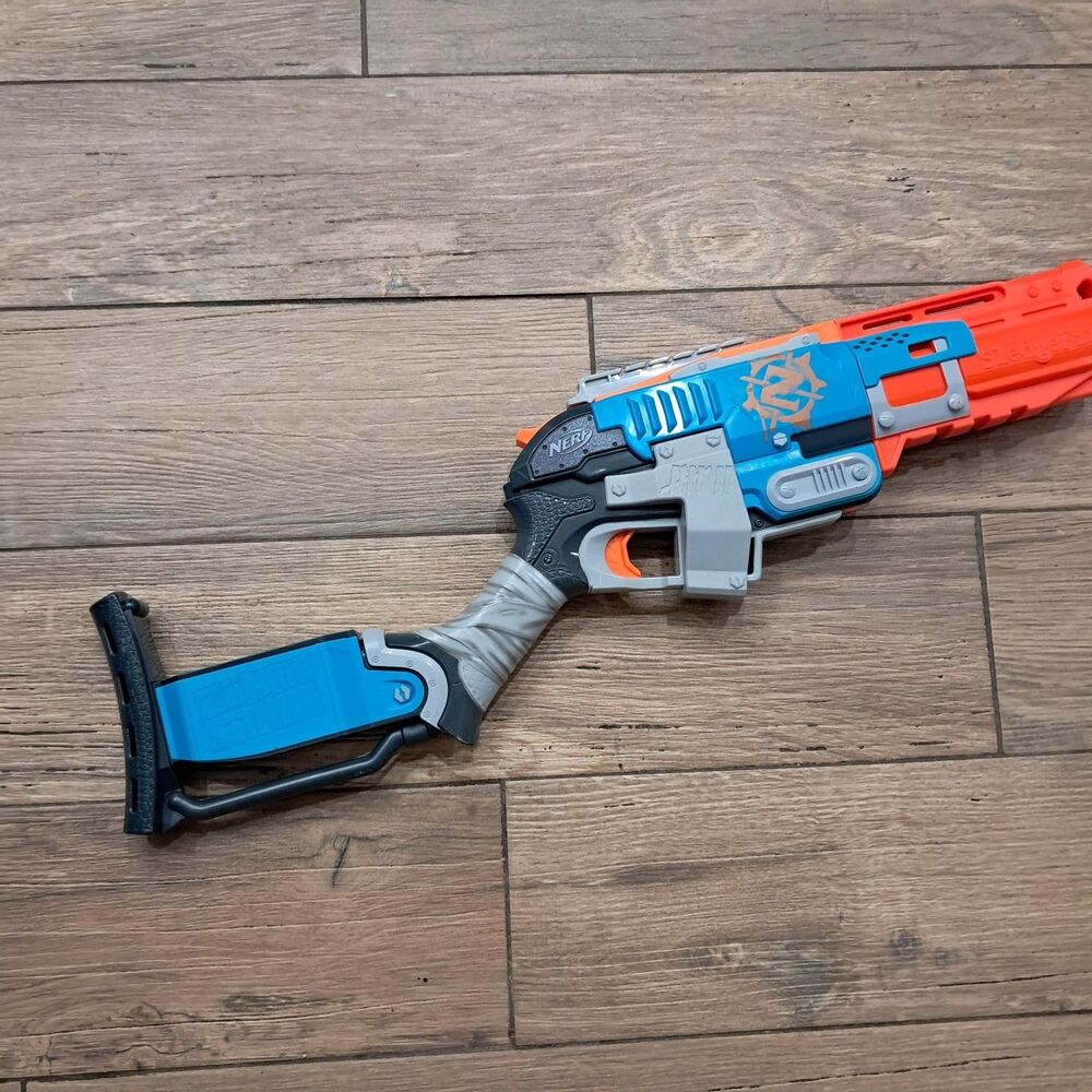 Nerf Zombie Strike Sledgefire soft dart Gun blaster shotgun blue NO SHELLS Works